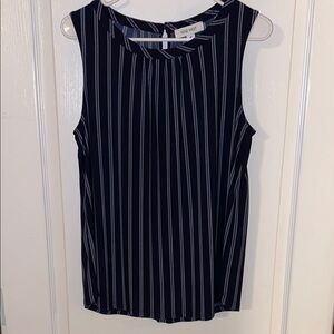 Nine West Navy Pleated Sleeveless Tank Top, medium, EUC